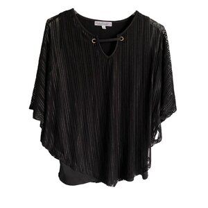 Sweet Violet Black Sheer Layered Poncho Top Women's Medium NEW NWT